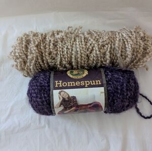 Lion Brand Homespun Yarn Bundle - Purple and Cream